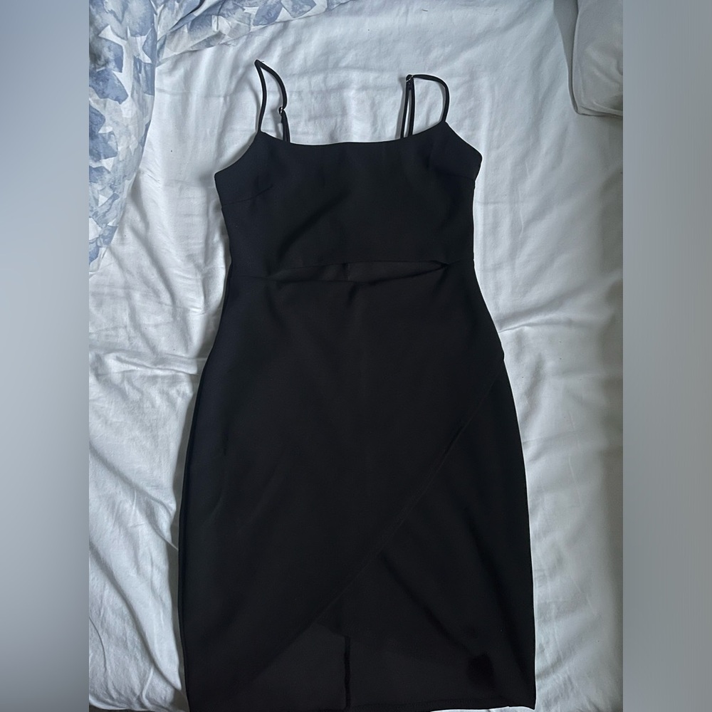 Black mini dress with cutouts